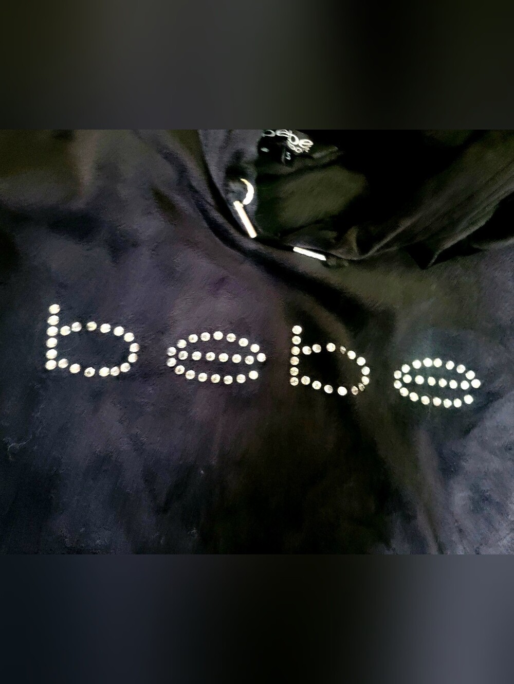 bebe Black Velour Logo Hoodie for Women Oversized Sm. - Picture 2 of 4